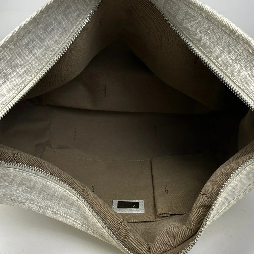Fendi Zucchino Shoulder Bag Hobo Canvas White - Picture 6 of 6